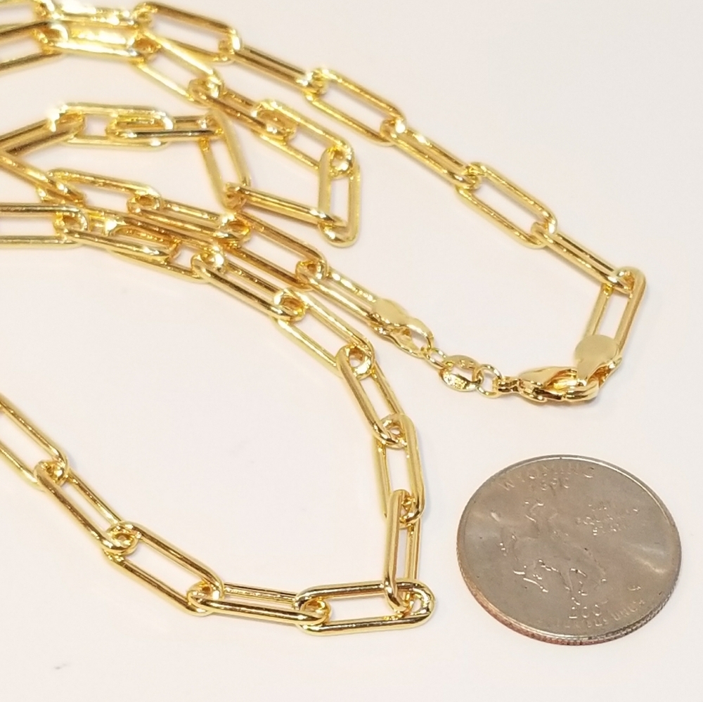 18K Gold Filled Paperclip Chain Necklace NEW - Picture 7 of 10